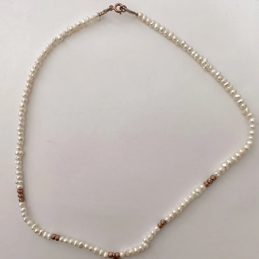 925 Silver pearl necklace with seashell 14k rose gold plated